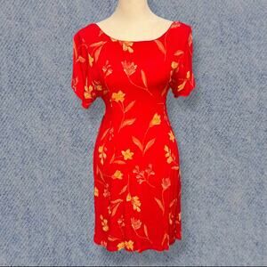 Pineapple Passion Women’s Red Floral Mini Dress – Size M